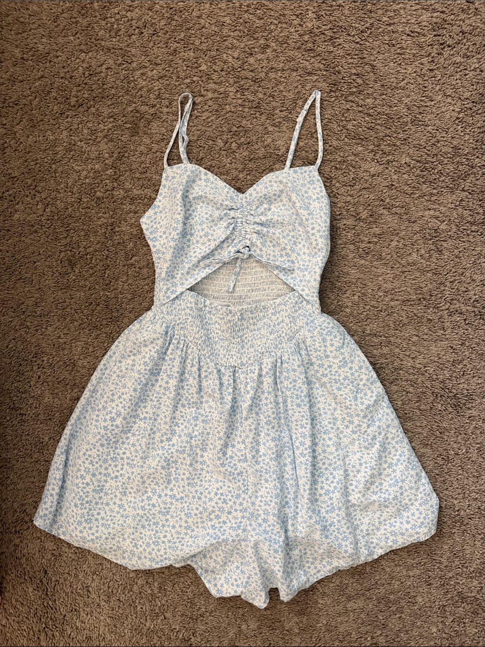 Hollister Light Blue Floral Tie-Front Romper
